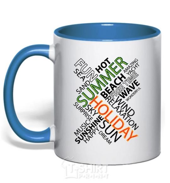 Mug with a colored handle SUMMER royal-blue фото