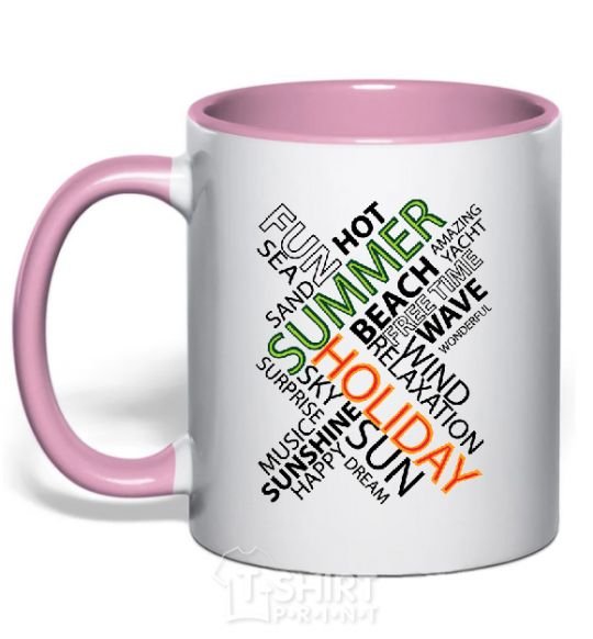 Mug with a colored handle SUMMER light-pink фото