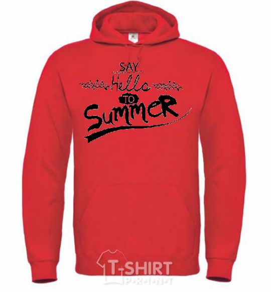 Men`s hoodie SAY HELLO TO SUMMER bright-red фото