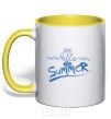 Mug with a colored handle SAY HELLO TO SUMMER yellow фото