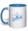 Mug with a colored handle SAY HELLO TO SUMMER royal-blue фото