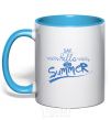 Mug with a colored handle SAY HELLO TO SUMMER sky-blue фото