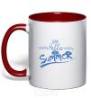 Mug with a colored handle SAY HELLO TO SUMMER red фото