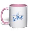 Mug with a colored handle SAY HELLO TO SUMMER light-pink фото