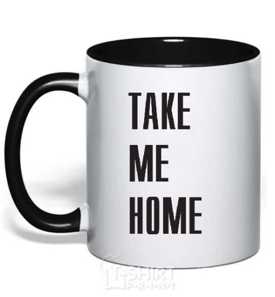 Mug with a colored handle TAKE ME HOME black фото