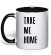 Mug with a colored handle TAKE ME HOME black фото