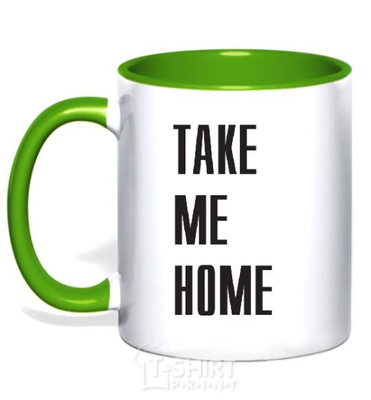 Mug with a colored handle TAKE ME HOME kelly-green фото