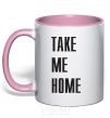 Mug with a colored handle TAKE ME HOME light-pink фото