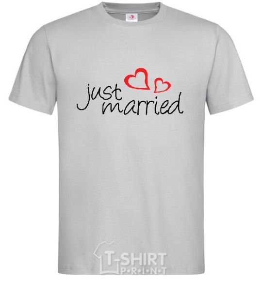 Мужская футболка JUST MARRIED HEARTS Серый фото