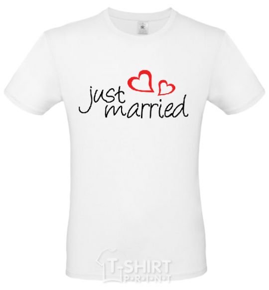 Мужская футболка JUST MARRIED HEARTS Белый фото