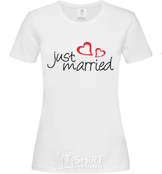 Женская футболка JUST MARRIED HEARTS Белый фото