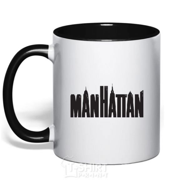 Mug with a colored handle MANHATTAN black фото