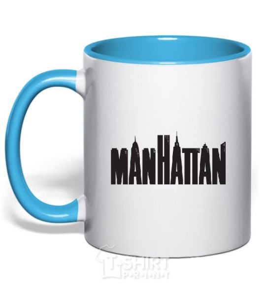 Mug with a colored handle MANHATTAN sky-blue фото