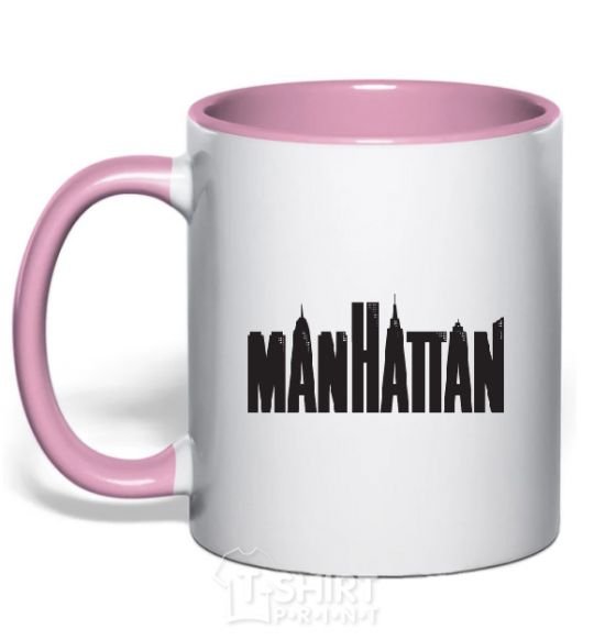 Mug with a colored handle MANHATTAN light-pink фото