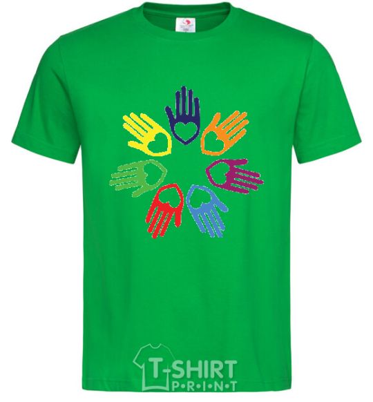 Men's T-Shirt COLORFUL HANDS kelly-green фото