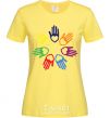 Women's T-shirt COLORFUL HANDS cornsilk фото
