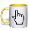 Mug with a colored handle Pixel arm yellow фото