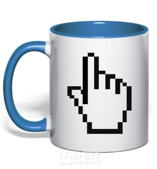 Mug with a colored handle Pixel arm royal-blue фото
