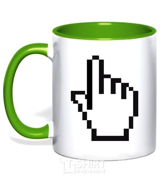 Mug with a colored handle Pixel arm kelly-green фото