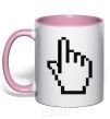 Mug with a colored handle Pixel arm light-pink фото