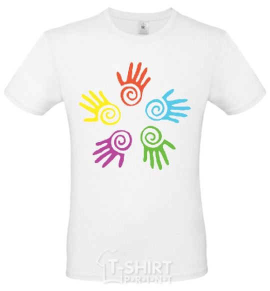 Men's T-Shirt COLOURS OF HANDS White фото