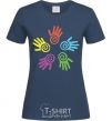 Women's T-shirt COLOURS OF HANDS navy-blue фото