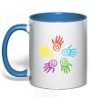 Mug with a colored handle COLOURS OF HANDS royal-blue фото