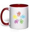 Mug with a colored handle COLOURS OF HANDS red фото