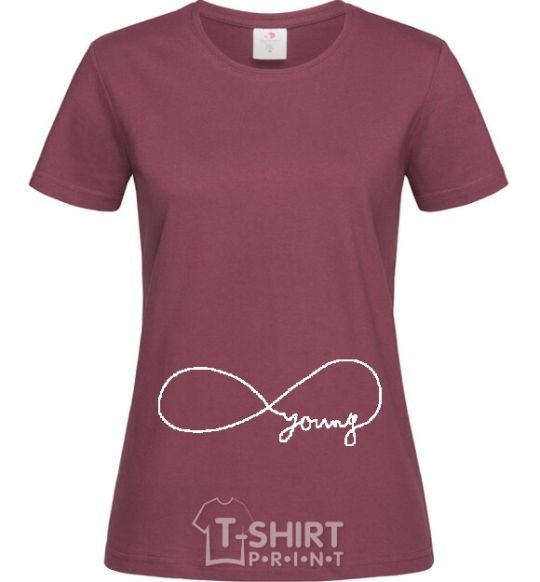 Women's T-shirt FOREVER YOUNG burgundy фото