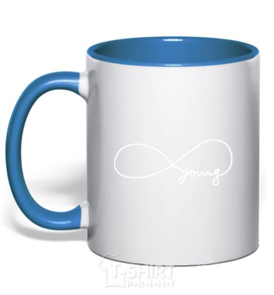 Mug with a colored handle FOREVER YOUNG royal-blue фото