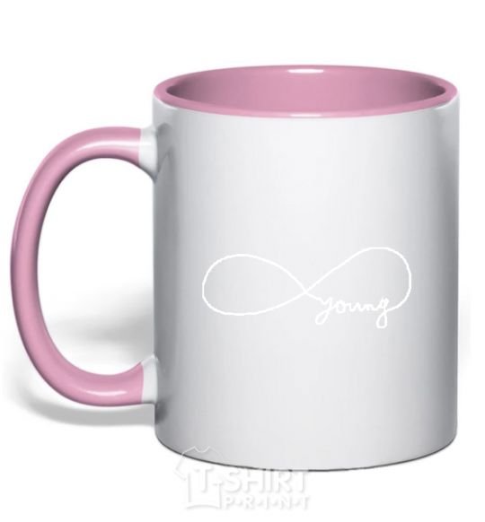 Mug with a colored handle FOREVER YOUNG light-pink фото