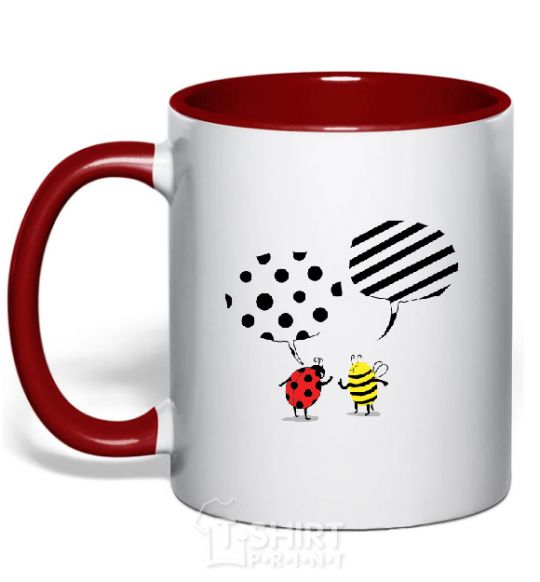 Mug with a colored handle HOW DID LANGUAGES COME TO BE? red фото