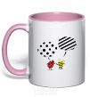 Mug with a colored handle HOW DID LANGUAGES COME TO BE? light-pink фото