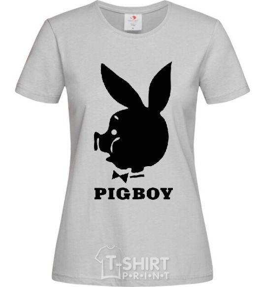 Women's T-shirt PIGBOY grey фото