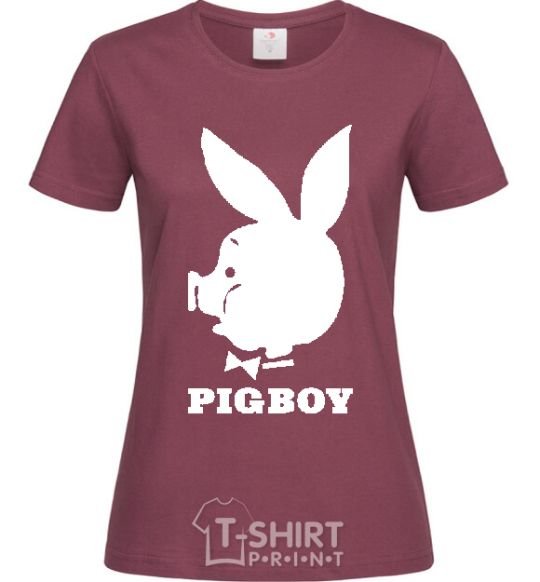 Women's T-shirt PIGBOY burgundy фото