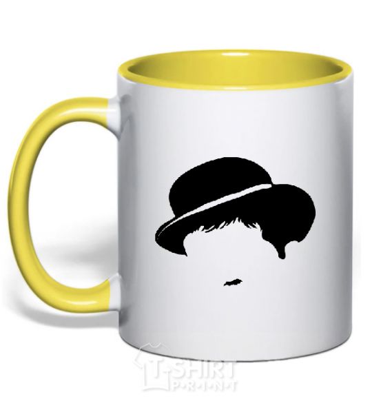 Mug with a colored handle CHARLIE CHAPLIN yellow фото