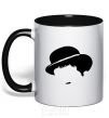 Mug with a colored handle CHARLIE CHAPLIN black фото