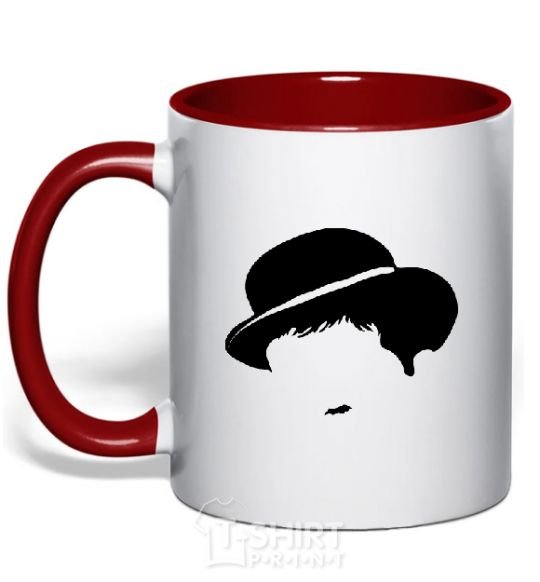 Mug with a colored handle CHARLIE CHAPLIN red фото