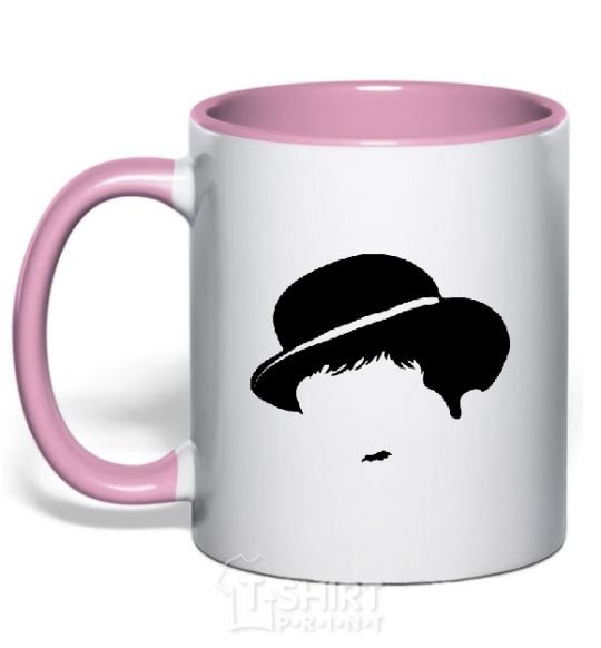 Mug with a colored handle CHARLIE CHAPLIN light-pink фото