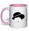 Mug with a colored handle CHARLIE CHAPLIN light-pink фото