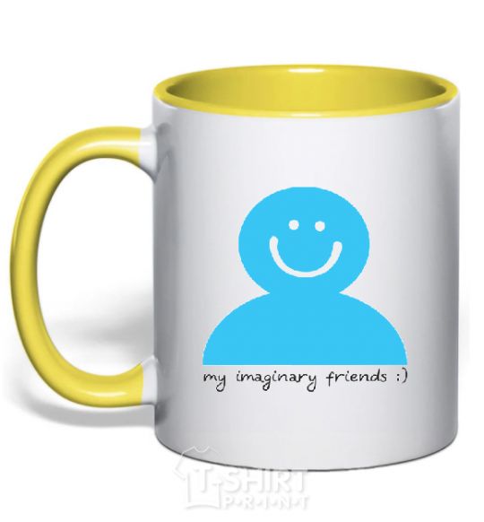 Mug with a colored handle MY IMAGINARY FRIEND yellow фото