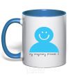 Mug with a colored handle MY IMAGINARY FRIEND royal-blue фото