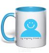 Mug with a colored handle MY IMAGINARY FRIEND sky-blue фото