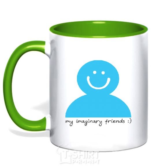 Mug with a colored handle MY IMAGINARY FRIEND kelly-green фото