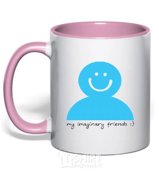 Mug with a colored handle MY IMAGINARY FRIEND light-pink фото