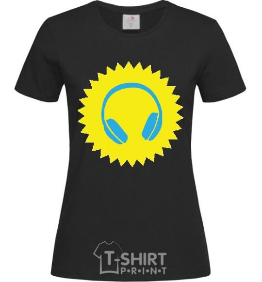 Women's T-shirt Headphones at Sun black фото