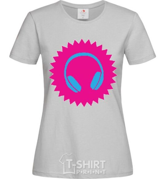 Women's T-shirt Headphones at Sun grey фото