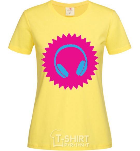 Women's T-shirt Headphones at Sun cornsilk фото