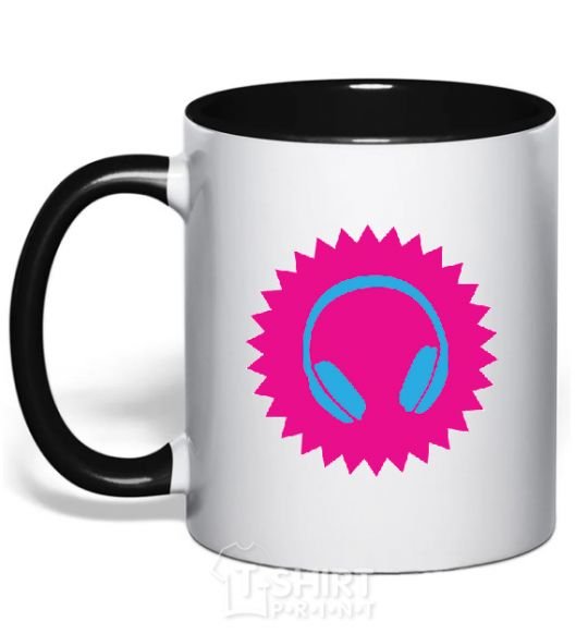 Mug with a colored handle Headphones at Sun black фото