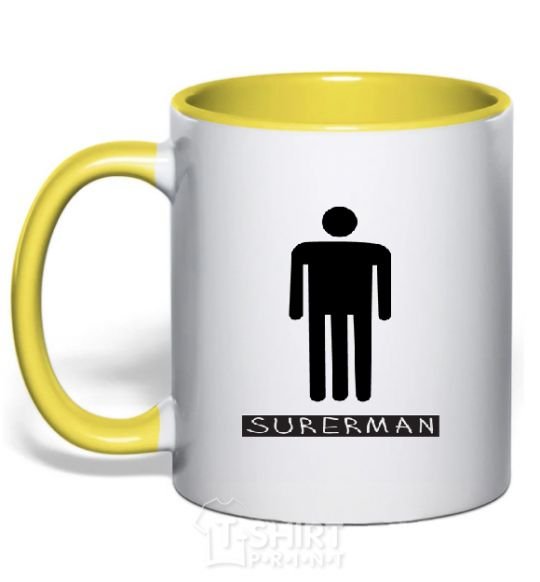 Mug with a colored handle SUPERMAN yellow фото